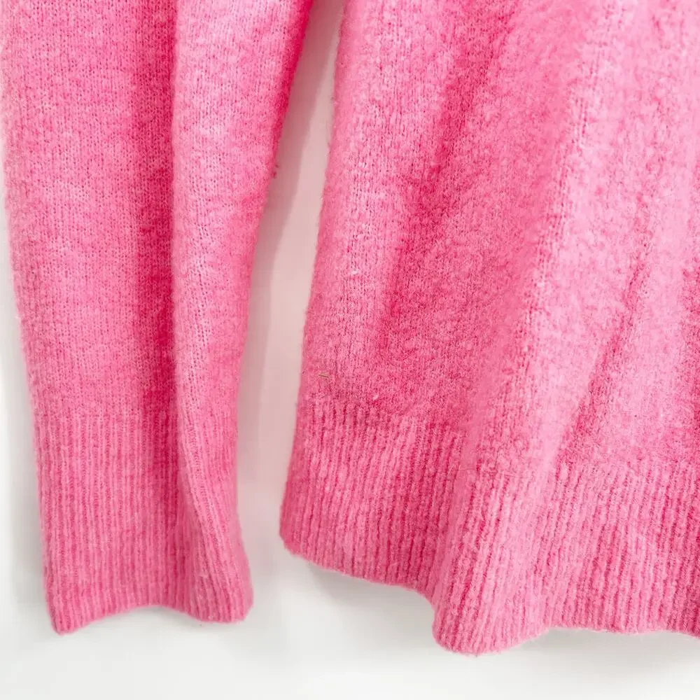 J. Crew Womens Fall Barbiecore Button Extra‎ Soft Yarn Wool Blend Sweater Size S